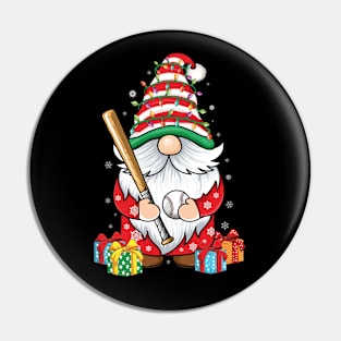 cute gnomes Baseball lover's funny Christmas gnome baseball Pin