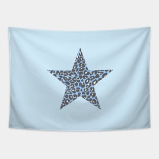 Leopard Print Star Pattern in Blue, Grey and White Tapestry