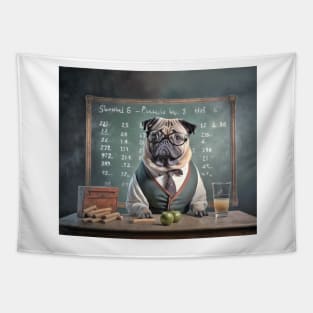 Pug Dog Teacher Professor in School Tapestry