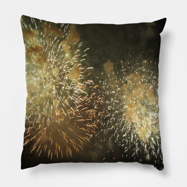 Independence Day Fireworks 2 Pillow by BenjiRetroWave