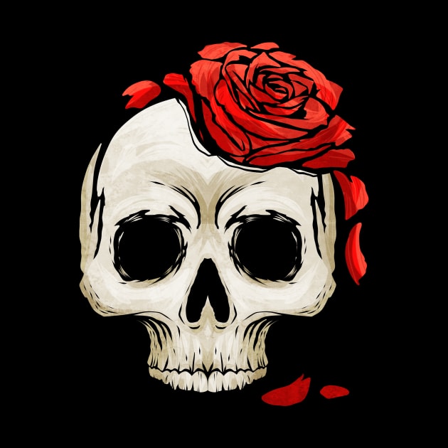 Skull with Rose Creepy but Funny Halloween by SinBle