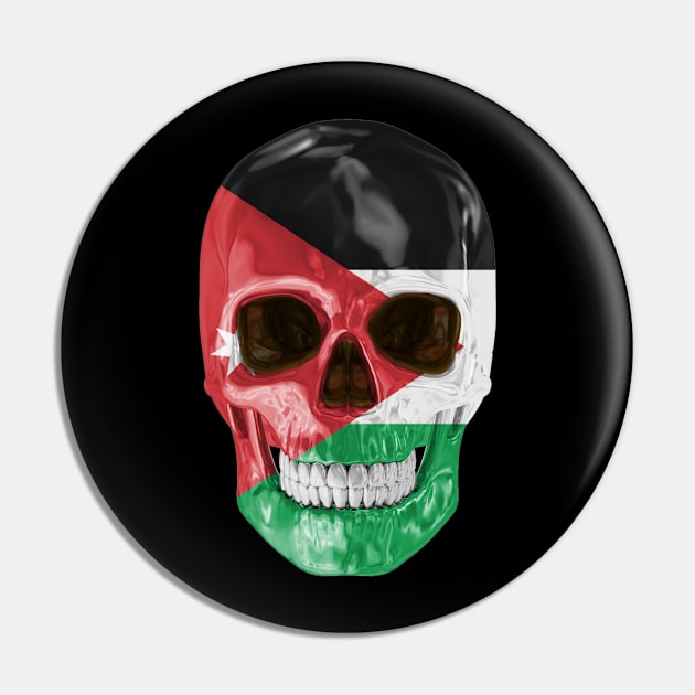 Jordan Flag Skull - Gift for Jordanian With Roots From Jordan Pin by Country Flags