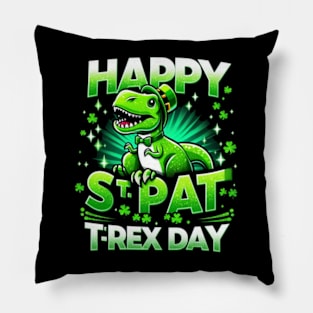 Happy St Pat Trex Day Dino St Patricks Day Toddler Boys Gift Pillow