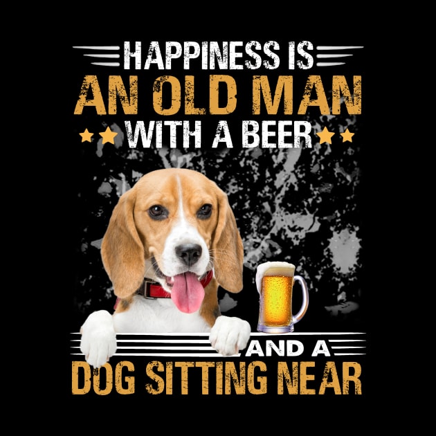 Happiness Is An Old Man With A Beer And A Beagle Dog Sitting Near by Magazine