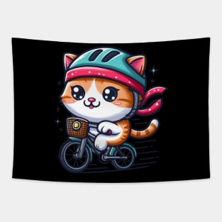 Whisker Wheels: The Cute Cat's Bicycle Adventure Tapestry