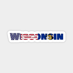 Wisconsin State Flag/American Flag logo Magnet