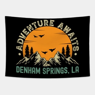 Denham Springs, Louisiana - Adventure Awaits - Denham Springs, LA Vintage Sunset Tapestry