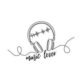 Music Lover with Headphone Design T-Shirt