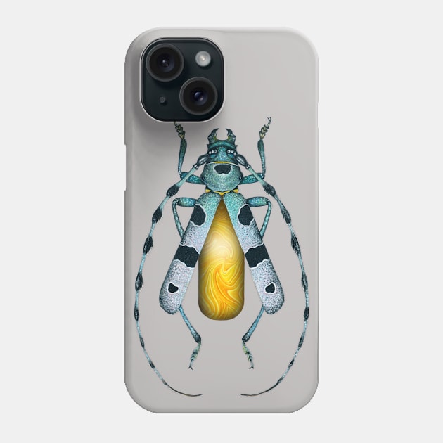 Yellow Agate Beetle Phone Case by illucalliart