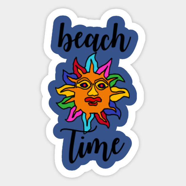 Fun Beach Time Aztec Sun Beach Cartoon - Beach - Sticker