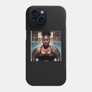 Summer Vibes, Curvy Summer, Beautiful Superwoman, Swimmer Athlete. Female are strong. Sticker Phone Case