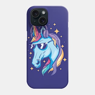 Cool Unicorn with Headphones and Sunglasses Phone Case