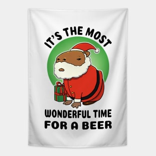 It's the most wonderful time for a beer Capybara Santa Tapestry