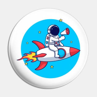 Cute Astronaut Riding Rocket With Speaker Pin