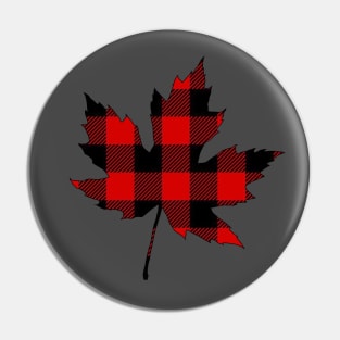 Red Plaid Maple Leaf Pin