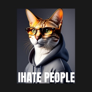 I hate people funny cat artwork T-Shirt