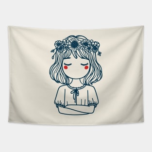 Flower Crown Girl Tapestry