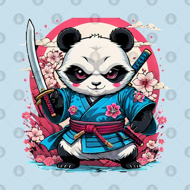 Japanese Samurai Panda Tattoo, Kawaii Ninja Panda by TaevasDesign