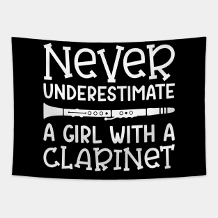 Never Underestimate A Girl With A Clarinet Marching Band Cute Funny Tapestry