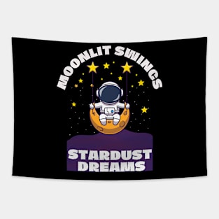 Astronaut on Moonlit Swing Tapestry