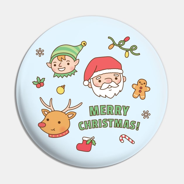 Cute Elf, Santa Claus, Reindeer, Gingerbread Man Pin by rustydoodle