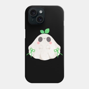 Cute Ghost with Green Leaves Halloween Illustration Phone Case