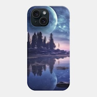 Moon Calm Lake Serene Landscape Surreal Phone Case