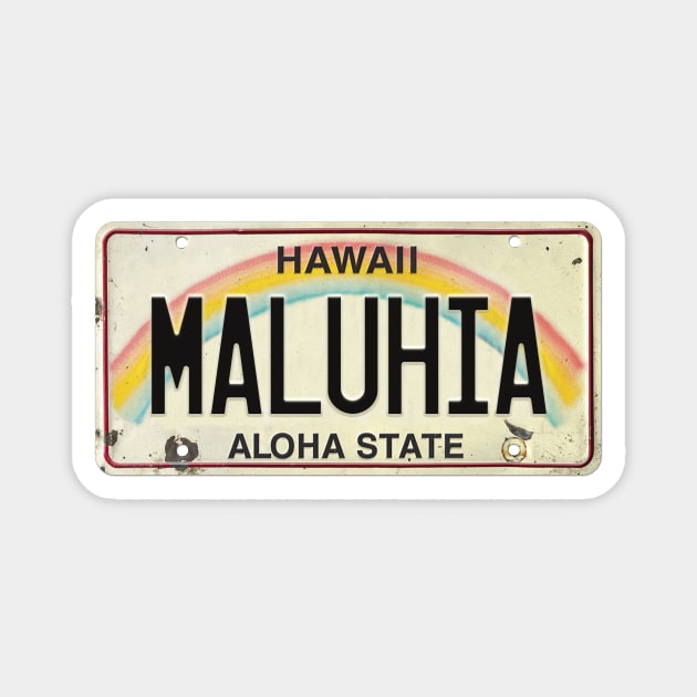 Maluhia Vintage Hawaii License Plate Magnet by HaleiwaNorthShoreSign