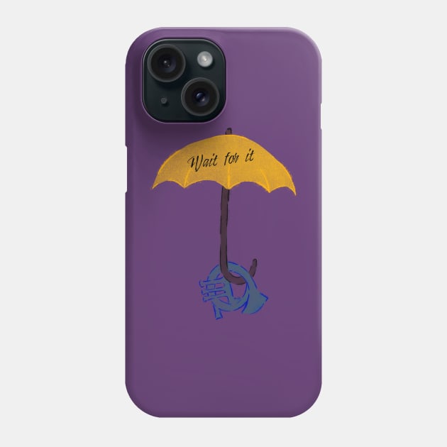 Yellow umbrella and blue horn black - Wait for it - purple Phone Case by Uwaki