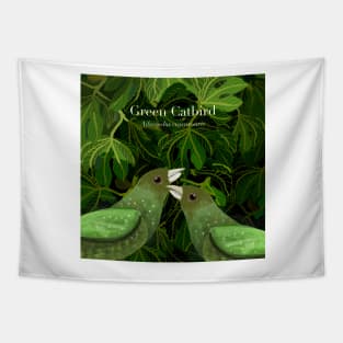 Green Catbird (text) Tapestry