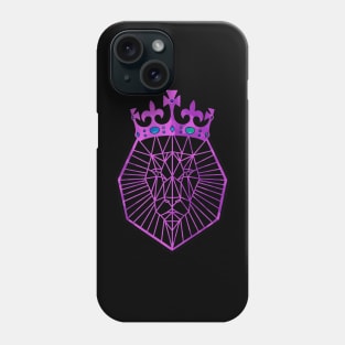 PURPLE Lion Geometric Animal. Phone Case