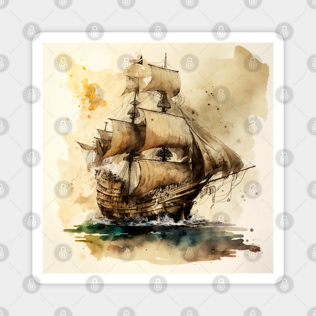 Pirate Ship Magnet by Buff Geeks Art