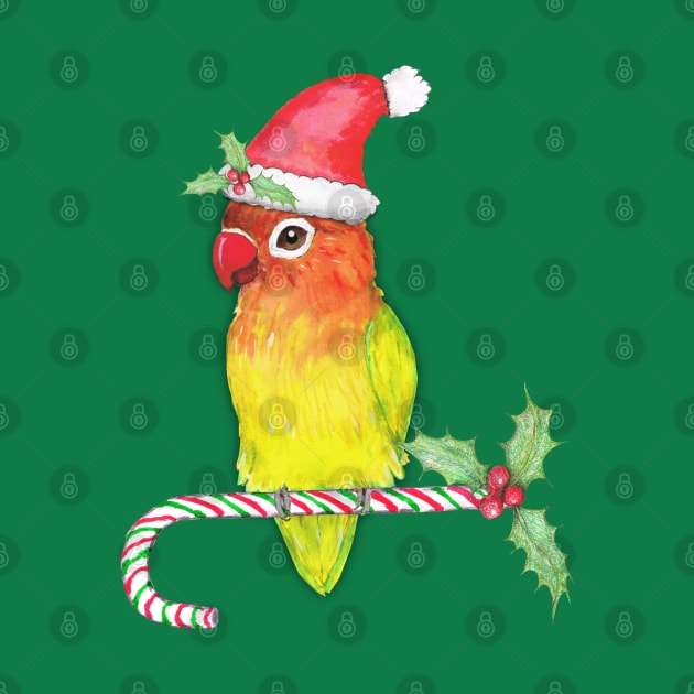 Cute yellow Fischer's lovebird Christmas style by Bwiselizzy