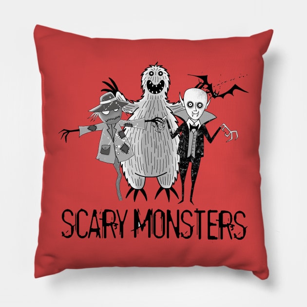 Scary Monsters Pillow by Scratch