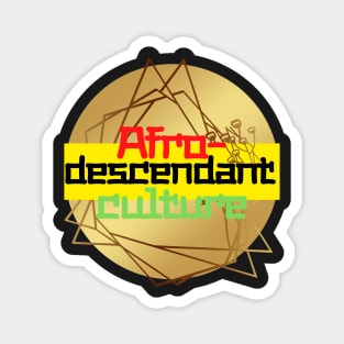 Golden geometric figure with texts in red, black, yellow and green colors Magnet