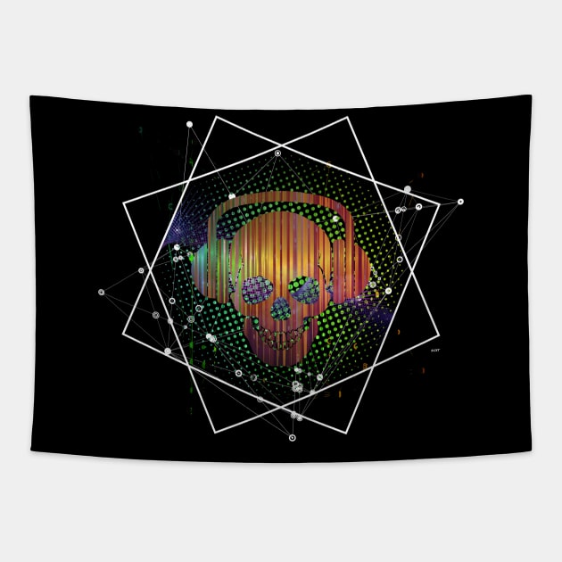 Techno EDM Skull DJ Music Festival Tapestry by shirtontour