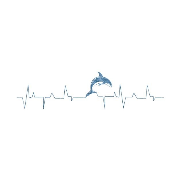 Heartbeat Dolphin Jumping Blue by Coumenole Design