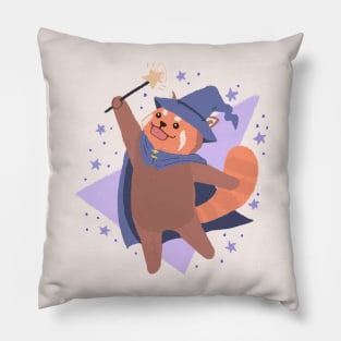 Cute Wizard Red Panda Drawing illustration Pillow