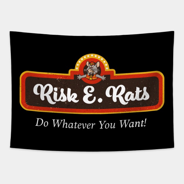 Risk E. Rats Always Sunny ( white text variant ) Tapestry by NightMan Designs