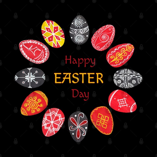 Happy Easter day Pysanka - circle of Easter eggs by Wolshebnaja