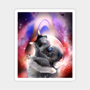 Space Cat Hugging Koala Magnet