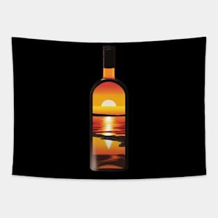 "Sunset Symphony: The Radiance of Bottle Glass" Tapestry