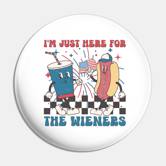 Hot Dog I'm Just Here For The Wieners 4Th Of July Pin by Zakzouk-store