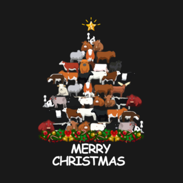 Disover Cow Shirt Cows Christmas Tree Shirt Merry Christmas - Cow - T-Shirt