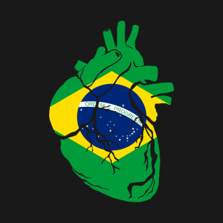 Brazil flag, anatomical heart design T-Shirt