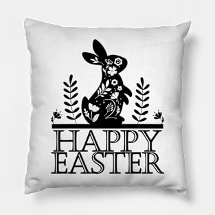 happy easter bunny an flower silhouette Pillow