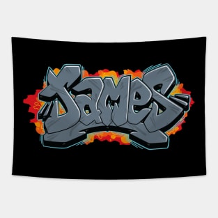 James graffiti name lettering Tapestry