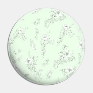 Flowers on pastel green Pin