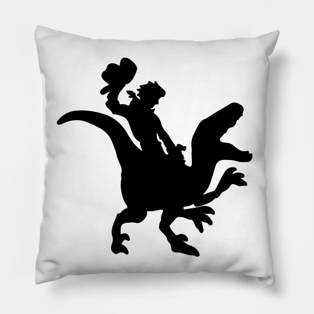 Raptor Ride 'em Cowboy (black) Pillow by Call Creative