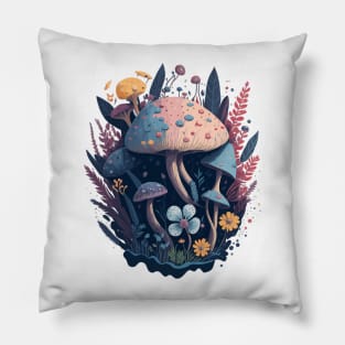 Fairytale mushroom with flowers Pillow